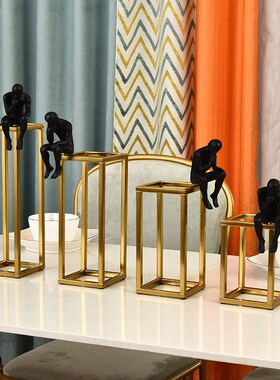 几何形状书靠摆件中式金属家居工艺品摆件书房Q软装工艺品创意树