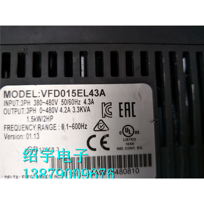 拆机台 达变频器 VFD015EL43A VFD015E43A 380V 1.5KW 包好 - 图2