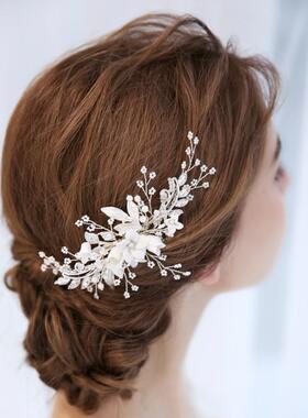 欧美式手工花朵新娘头饰 花珍珠发带结婚发箍婚纱礼服配饰品