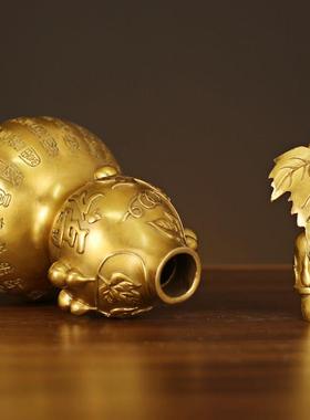 百福葫芦大号化解铜葫芦开盖空心摆件一对五福临门平安有福葫芦