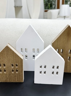 跨境田园风情木质微缩木屋装饰品新创意家居摆设书房小木屋工艺品