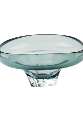 简约现代轻奢透明玻璃果盘摆件酒店别墅I客厅茶几餐桌收纳软装饰