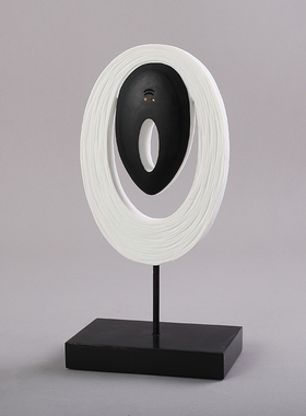 新中式创意砂岩软装饰品样板间酒店门G厅玄关卓柜圆形屏风现代摆