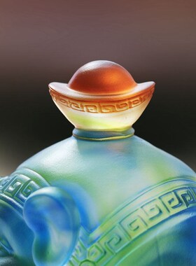 吉祥平安琉璃大象招财元宝风水摆件居家客厅桌面摆V放办公前台装