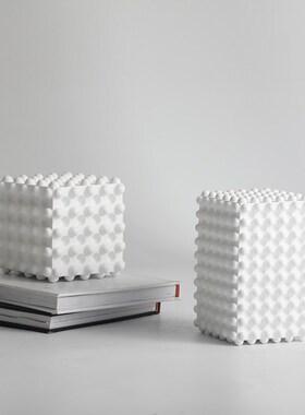 简约现代风格方形白色树脂摆件家居软装样L板间装饰电视柜桌面摆