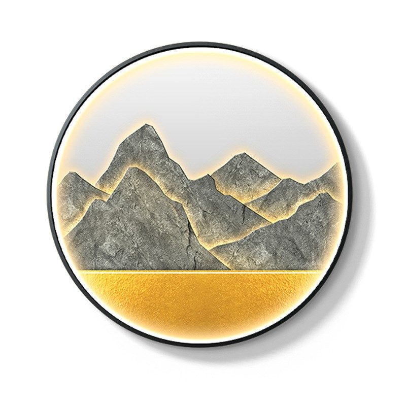 现代轻奢玄关装饰画茶室客厅岩板灯画入户走N廊过道挂画圆形进门,淘宝优惠券,粉丝福利购,淘宝优惠卷