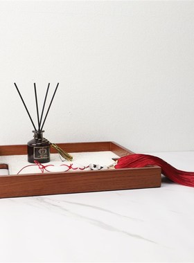 现代简约创意白色木质马毛装饰收纳托盘客厅家居样W板房饰品摆件