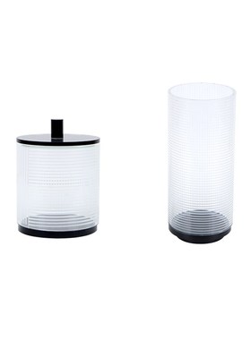 简约现代透明条纹茶叶玻璃罐客厅茶几收纳盒M摆件茶室茶桌软装饰