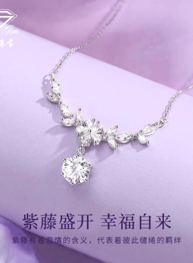 中国珠宝足银紫藤花项链