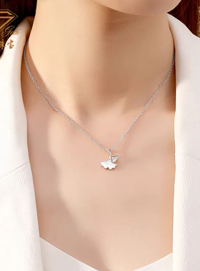 中国珠宝925纯银杏叶项链女