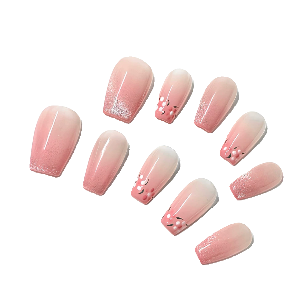 再变 芝芝桃桃美甲纯手工穿戴甲裸色气质彩绘仙气美甲短梯ZB03,淘宝优惠券,粉丝福利购,淘宝优惠卷