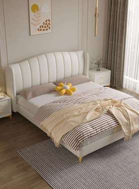 法式轻奢简约现代真皮床双人主卧储物高箱多功能软包高档婚床