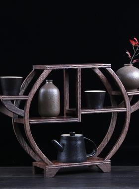 鸡翅木多宝阁茶壶茶具架子小博古架实木中式摆件紫砂壶展示置物架