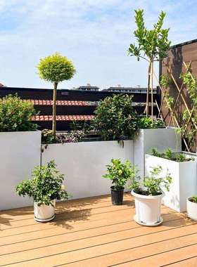 定作户外铁艺不锈钢花箱阳台露台白色金属种植箱庭院成品组合花箱