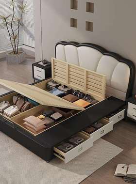 悬浮皮艺床双人床主卧床网红轻奢皮床现代简约婚床榻榻米科技布床