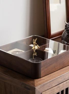 淘瓷八胡桃木茶盘茶点盘收纳盒家用客厅煮茶中式茶具配件