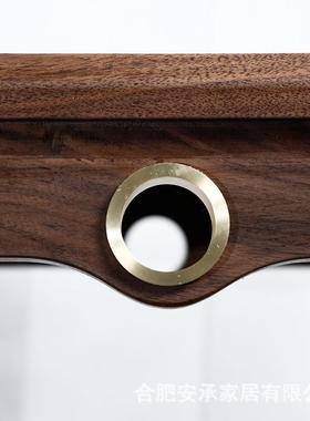 北美黑胡桃木花架室内落地实木轻奢花架置物架花瓶石头架