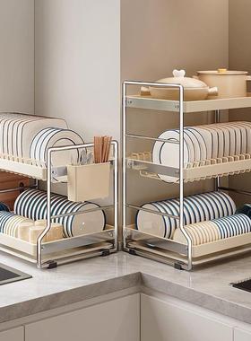 碗碟收纳架厨房置物架2025新款台面多功能餐具沥水家用防锈碗盘架