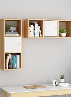 上墙书架免打孔置物架悬空储物柜壁挂式墙壁柜悬空吊柜客厅电视柜