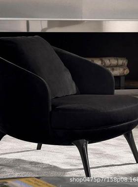 拉斐尔意式真皮沙发休闲椅阳台布艺单人轻奢家用北欧简约老虎椅