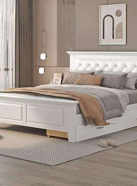 实木床现代简约双人床经济型出租房用卧室家用单人床1.5床架1.2米