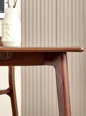 北美黑胡桃木全实木餐桌现代简约长方形桌子家用餐厅家具餐台书桌