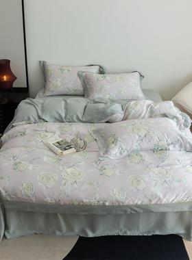 凉感丝滑莱赛尔数码印花60支奥地利兰精天丝四件套夏季轻奢花卉