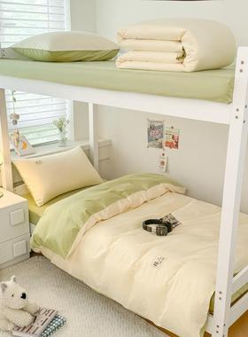 A类全棉100纯棉纯色双拼学生三件套被芯六件棉花被寝室上下铺被套