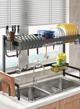 不锈钢水槽沥水碗盘收纳架碗碟沥水风干厨房置物架台面伸缩收纳架