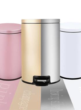 不锈钢脚踩垃圾桶家用大号厨房客厅卫生间缓降可定盖圆桶形脚踏新