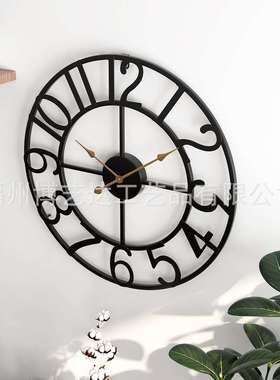 新款创意时尚挂钟客厅家用铁艺数字钟表欧式个性静音装饰壁钟