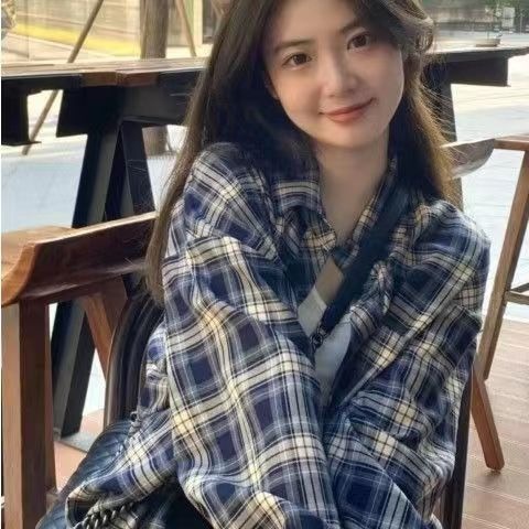 kk格子衬衫女春显瘦百搭复古宽松衬衣开衫外套长袖上衣_提拉女王 轻奢内衣店_女装/女士精品-第2张图片-提都小院
