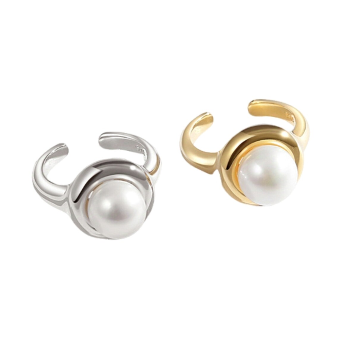 French retro natural pearl ring niche high-end light luxury index finger ring opening adjustable ring hand jewelry