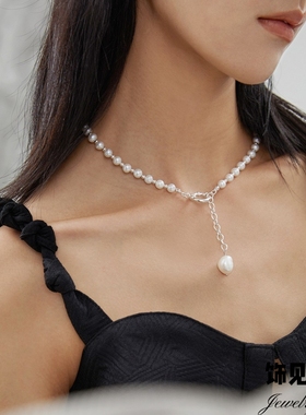 极简天然珍珠高级感轻奢项链正反两戴小众锁骨链气质手链纯银耳钉