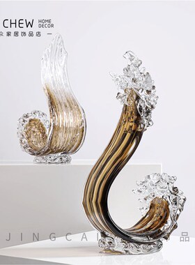 轻奢北欧高档艺术琉璃创意桌面办公酒G店别墅大号摆件送礼佳品摆