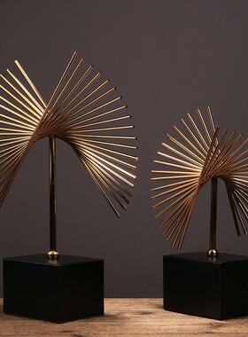 现代简约创意抽象金属装饰摆件玄关办公室书房样T板房客厅家居摆