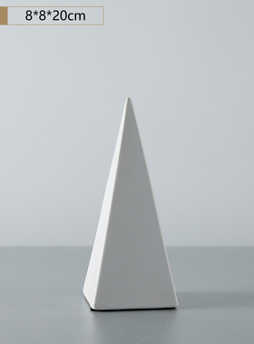 现代简约几何体雕塑白色r轻奢陶瓷软装饰品摆件样板房客厅玄关酒