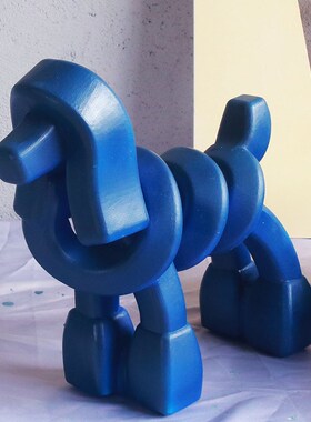 样板间儿童房创意卡通贵宾犬狗狗摆D件轻奢别墅客厅电视柜软装饰