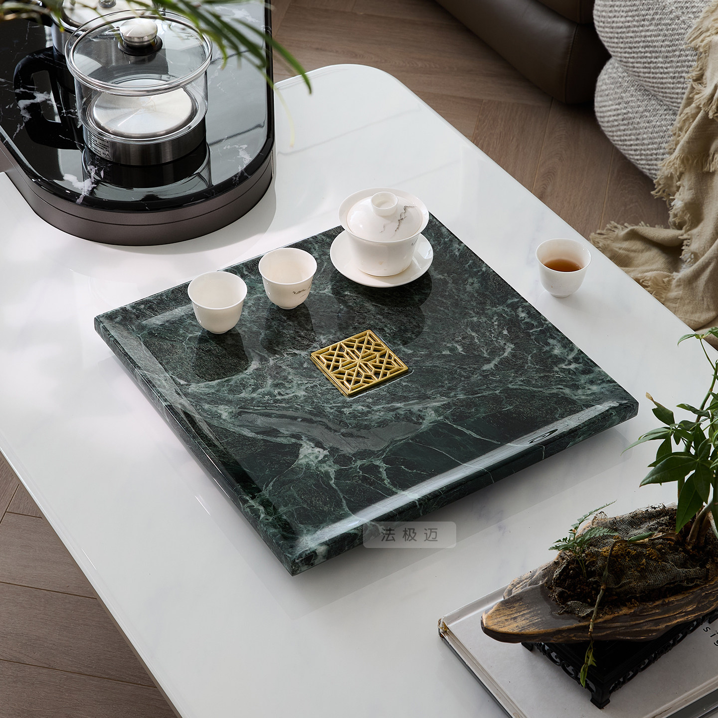 大理石简约干泡台托盘茶盘家用轻奢现代小型沥储水式茶台功夫茶具,淘宝优惠券,粉丝福利购,淘宝优惠卷