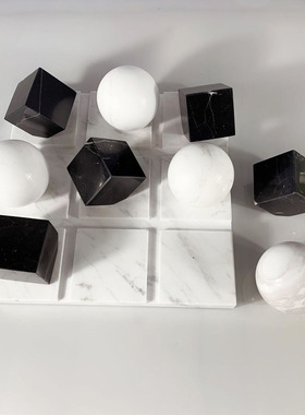 现代简约北欧家居样板房高档国际象棋黑白大理石五子棋.盘桌面摆