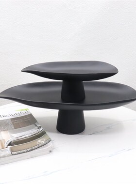 简约现代树脂高脚果盘创意客厅餐桌茶几J收纳托盘摆件样板间装饰