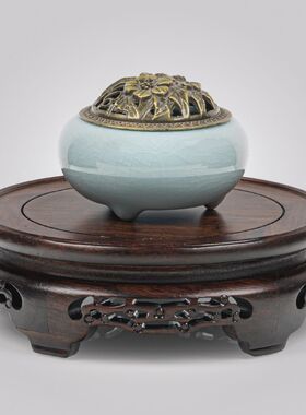 黑檀木圆形底座花盆花瓶奇石盆景酒缸坛佛像加高红木实木底座托架