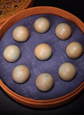 古玩杂项旧藏仿古怀旧工s艺打造送礼佳品夜光球搭配漆器实木盒