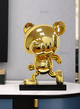 大型商场卡通艺术树脂样板间泰迪熊桌H面摆件儿童房室内软装饰品