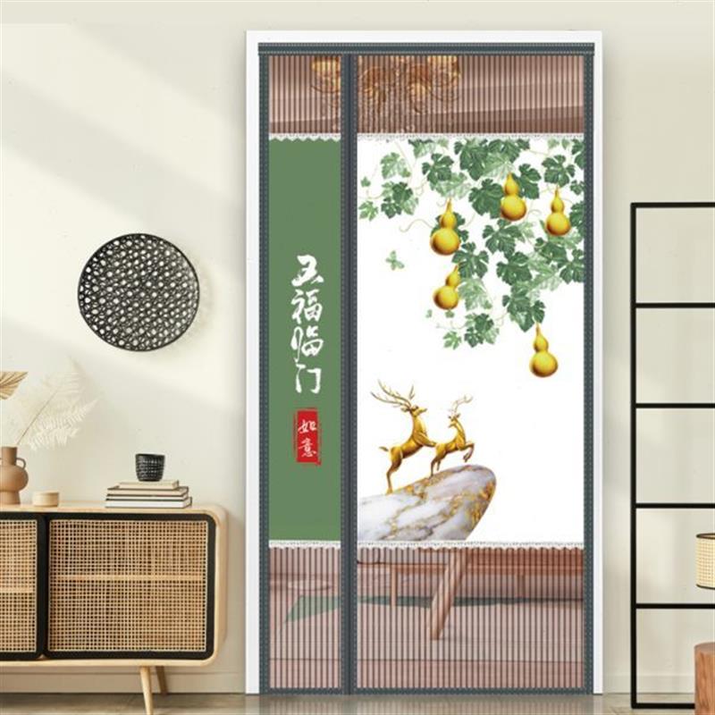 帘防窥大门分通风卧室磁吸遮挡免打孔粘贴防蚊门帘偏纱门静音夏季 - 图1