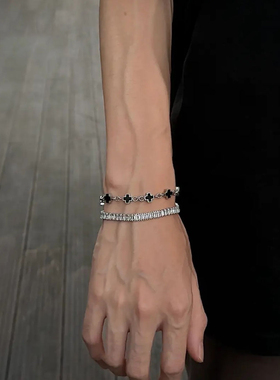 黑白十字架手链男款个性小众设计