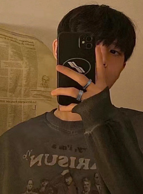 美式满钻戒指男款冷淡风小众设计