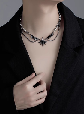 暗黑星芒翅膀项链男款潮流