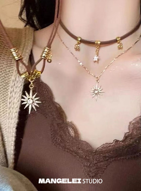 美拉德太阳星星项链女复古甜酷