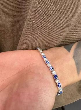 Vintage古着蓝白镶嵌手链高级感